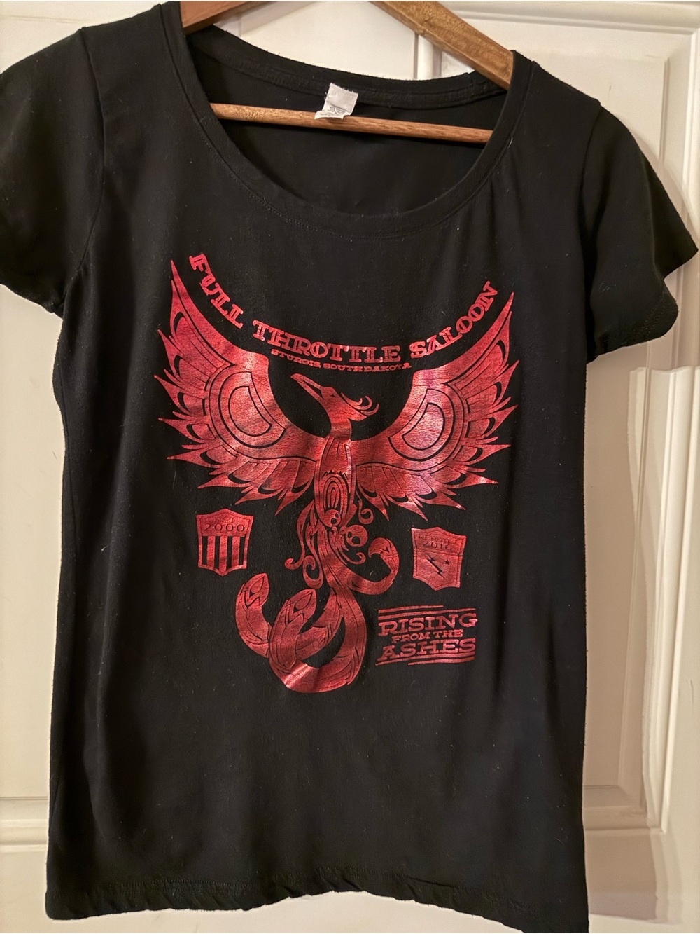 Tultex Black Sturgis full Throttle Saloon Short-Sleeve Tee with Red Graphic